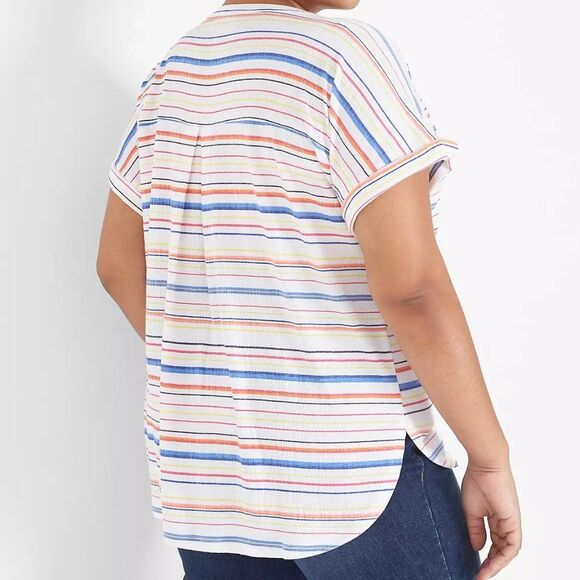 Lane Bryant Relaxed Cap Sleeve Notch Neck Textured Top 0133 - Picture 4 of 9